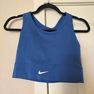 Nike Blue Cropped Athletic Tank with White Swoosh